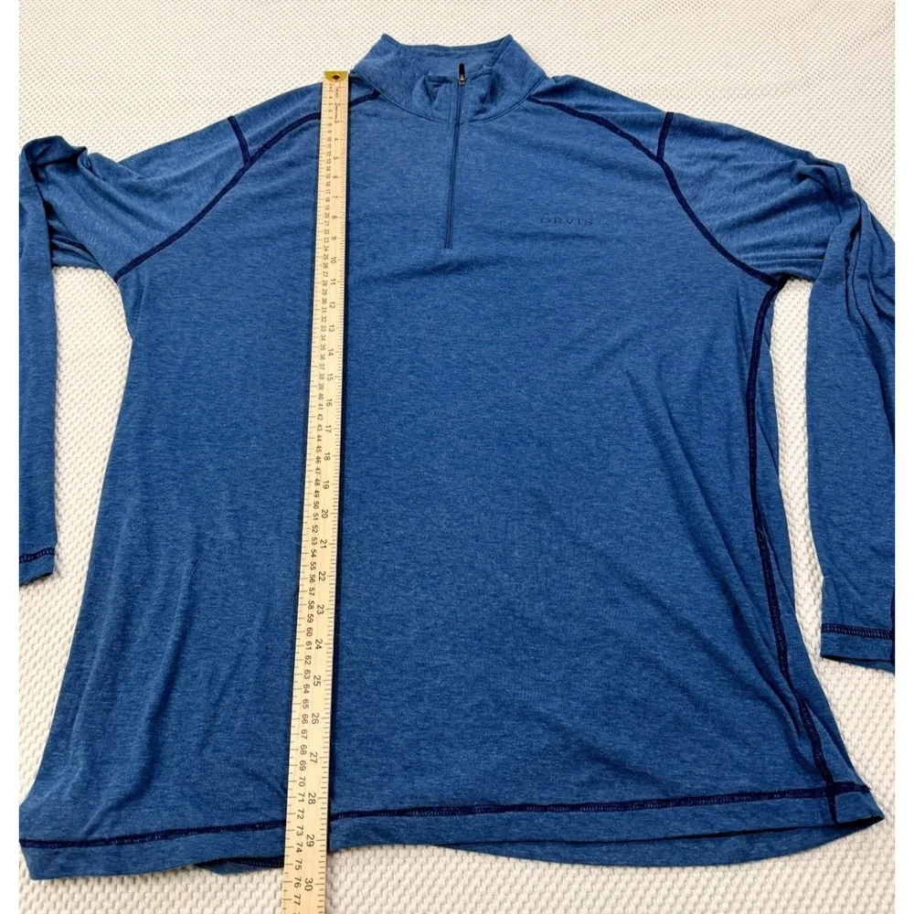 Orvis Men's Large Trout Bum Performance 1/4 Zip Pullover Blue Lightweight